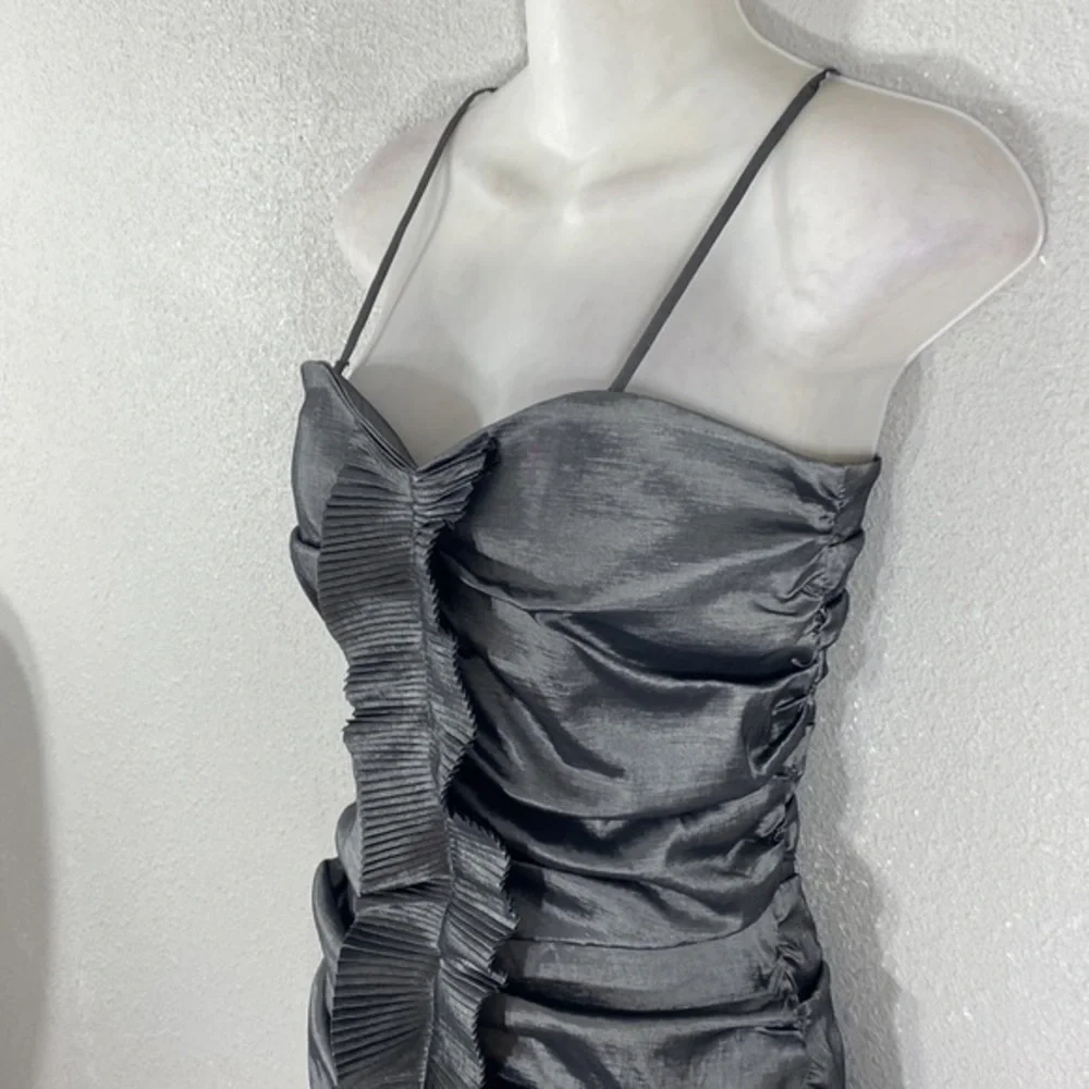 NWT Calvin Klein gunmetal silver gray ruching bodycon dress 4 N21 - Picture 7 of 11